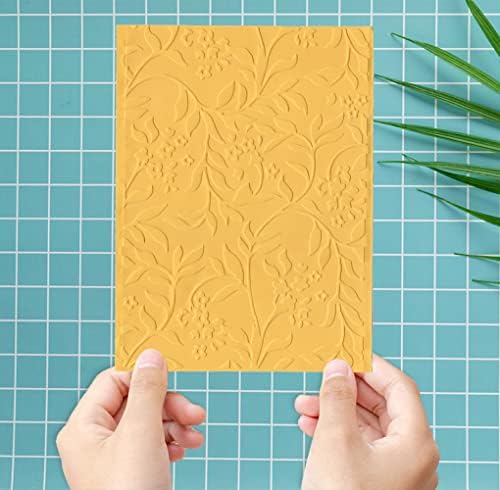 ALIBBON Flower Leaves Background Plastic Embossing Folders for Card Making, Vine Background Embossing Folders for DIY Scrapbooking, Lace Leaves Template Folders for Paper Craft Photo Album Decorations