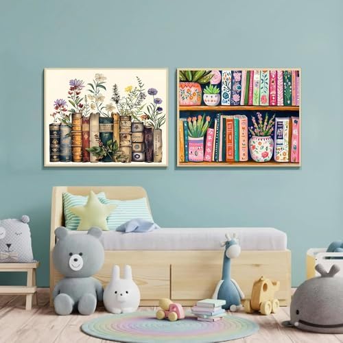 4 Pack Books Paint by Numbers for Adults with Framed Canvas 8x12inch
