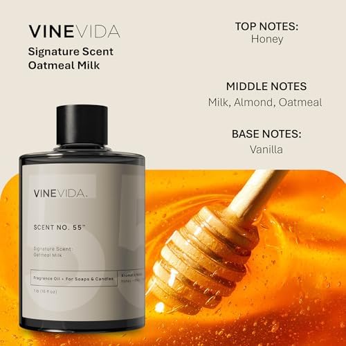 VINEVIDA [16oz] Oatmeal Milk Fragrance Oil for Candle Making Scents Soap, Perfume Oils, Soy Candles, Home Diffusers, Bath Scent Bomb, Linen Spray, Lotions, Car Freshies, ARTS-FOBP-OAT-MILK-16