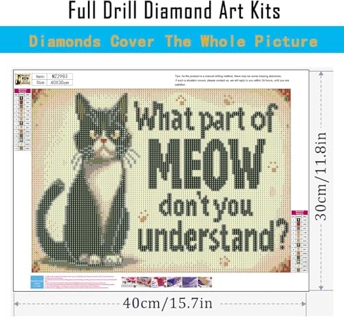 WNPOKN Tuxedo Cat Diamond Art Kits for Adults 16 x 12inch