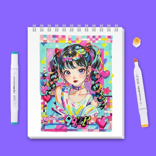 SAVZJSD Alcohol Markers, 200 Colors Alcohol Markers Set, Dual Tip Markers for Adults, Artists in Coloring, Sketching & Drawing (Fine & Broad)