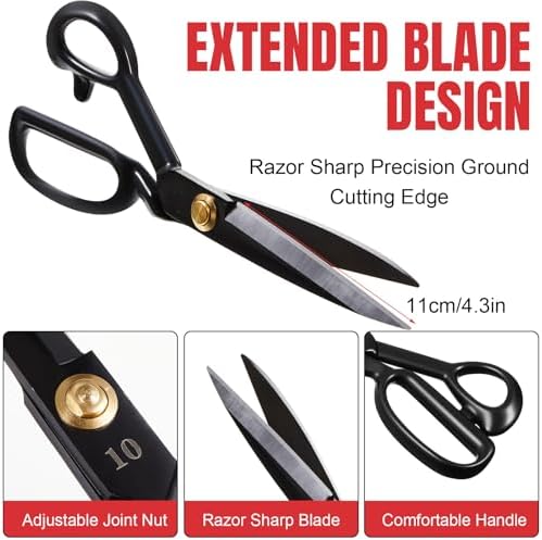 Lasnten 10'' Fabric Scissors Heavy Duty Sewing Scissors for Fabric Cutting