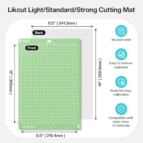 Likcut Cutting Mat for S41 Vinyl Cutter - 8.5" x 12" Cutting Mats (Standard, Light, Strong Adhesive 3 Mats) Compatible with Cricut Joy Xtra for Craft DIY Paper, Vinyl, Cardstock, Craft