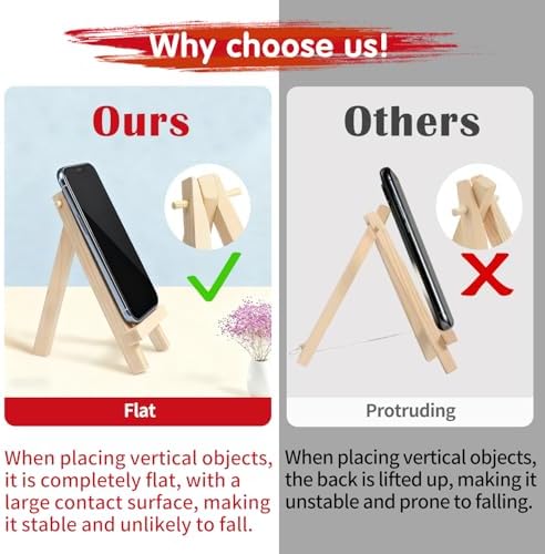 4PCS Wooden mini Easel Stand, Small Tabletop Easel, Small easels for Display Cards, Canvas Paintings, Artist Crafts, Business Cards, Photos, Mobile Phones, for Weddings, Desktop Home Decoration