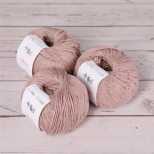 Fine Weight Knitted and Crocheted Cotton Yarn, 100% Long Staple Cotton Yarn, Baby Sports, 2 Packages of 100g/3.52oz (Per Skein 50g/162yards) - Catalpa Wood