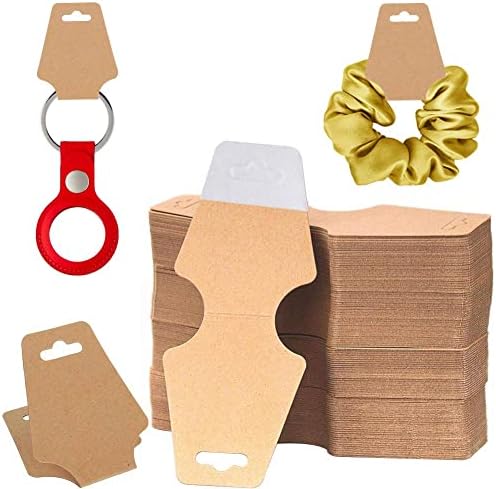 200 Pieces Keychain Display Cards with Adhesive Necklace Bracelet Jewelry Hanging Blank Kraft Paper Packaging Tags