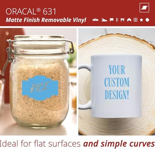 ORACAL 631 Matte Ice Blue Vinyl Durable Roll Easy to Weed Permanent Adhesive Craft Vinyl for Plotting Machines, Decals & DIY Projects 12” x 10ft
