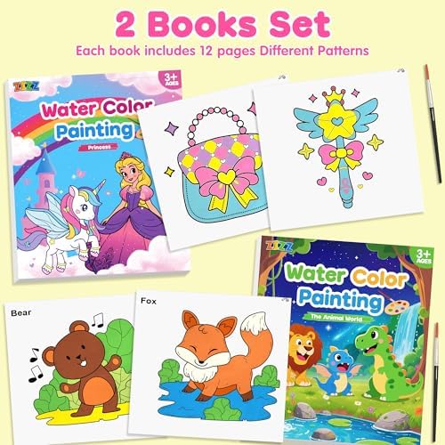 ZIZZ Paint with Water Coloring Books for Kids Ages 3-5 4-8 Painting Set