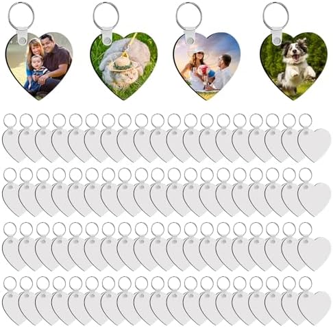240Pcs Sublimation Keychain Blanks Double Sides 80 MDF Sublimation Keychains Blank with 160 Rings and Clips