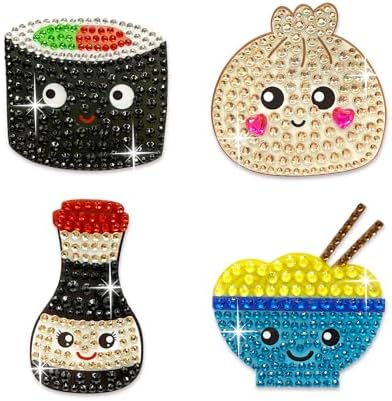 StickerBeans® Rhinestone Stickers - Savory & Sushi Sticker Pack, 2” x 2” Each, Unique Sparkly Cut-to-Shape for Collecting, Trading, Decorating Laptops, Phone Cases, Scrapbooks