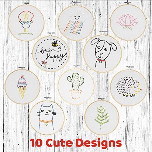 CraftLab Embroidery Kit for Kids - Beginner Sewing Kit with 10 Projects, Hoops, Thread, Patterns