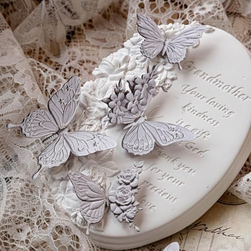 120 Pcs Vintage Letterpress Embossed Floral Stickers for Journaling