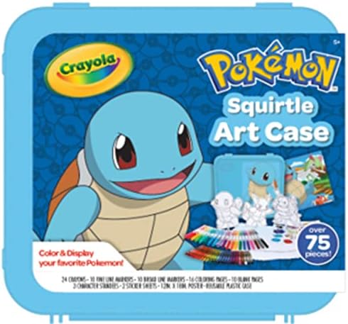 Crayola Pokémon Squirtle Coloring Art Case (71+ pcs), Kids Art Set, Coloring Pages and Markers, Pokemon Toys, Gift for Kids, 4+