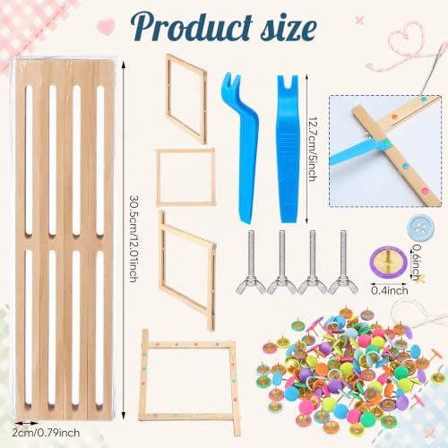 Novabright 1 Set Needlepoint Stretcher Bars for Needlework 12 Inch Adjustable Wooden Canvas Splicing Stretcher Bars with 50 Thumbtacks 1 Remover for Embroidery Stitch Frame Set Bundle with Crafts Art