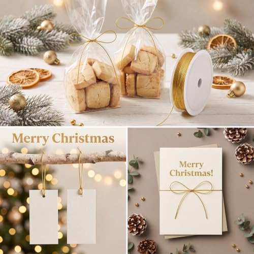 4 Rolls 394 FT Gold Metallic Bakers String, Gold Decorative String