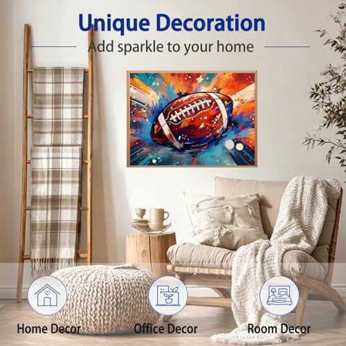 AUKELHJ Football Diamond Art Kits for Adults, Diamond Painting, 12x16 Inch