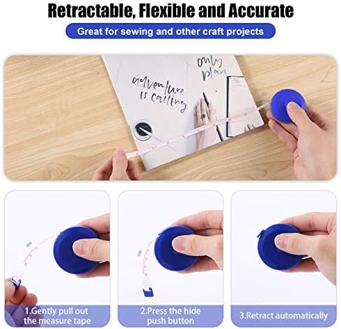 Tape Measures Retractable, Fabric Measuring Tape, 60 Inch Small Sewing Tape Measure for Craft Nursing Medical Travel(3 Pack/Blue)