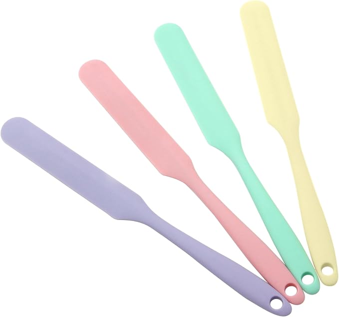 4 Pcs Silicone Jar Spatula, Heat Resistant Cake Cream Scraper Set