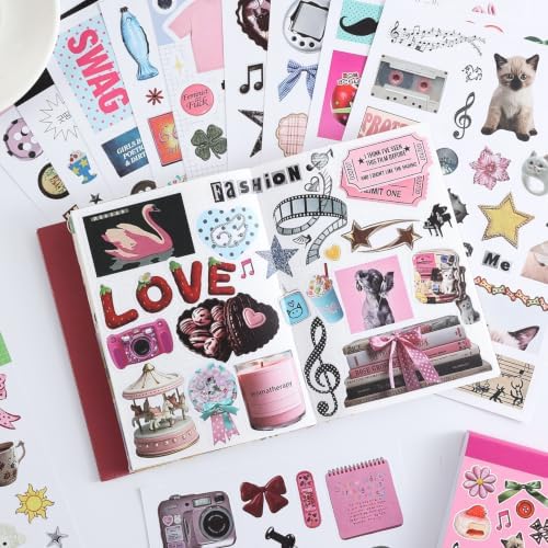 Washi Stickers Set Vintage Aesthetic Sticker Book for Journaling, DIY Decorative Paper Sticker Decals for Bullet Journal Art Scrapbooking Diary Card Craft Gift Album (Aesthetic Style 4)