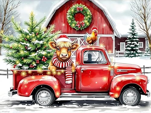 ijbnhd Christmas Truck Diamond Art Kits for Adults 16x12inch