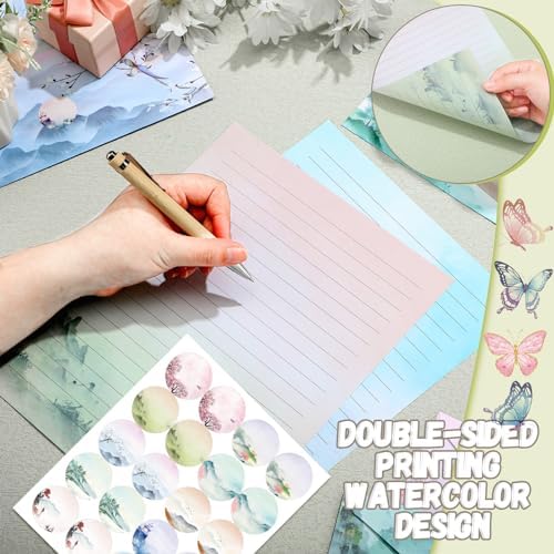 TaoBary 160 Pcs Ink Painting Stationery Paper and Envelopes Set, 8.5 x 11''