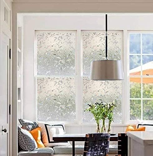LEMON CLOUD Window Privacy Film, Tulip Stained Glass Sticker 45.2″ x 157.4″