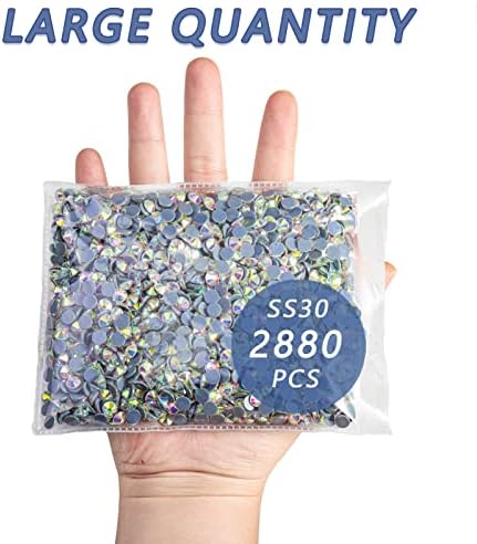 Beadsland Hotfix Rhinestones Bulk, Crystal AB, SS30, 2880pcs