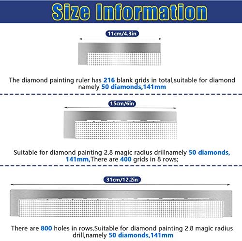 Outus 3 Pcs Stainless Diamond Painting Ruler, Steel 5d Drawing Mesh Ruler