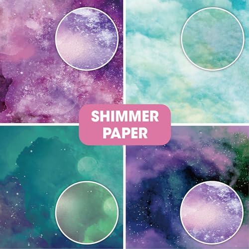 36 Sheets 6x6 Double Sided Cardstock Paper Pad - Shimmer Watercolor Pearl - 200gsm Heavyweight Decorative Scrapbook Paper for Card Making Journaling Origami Scrapbooking Supplies