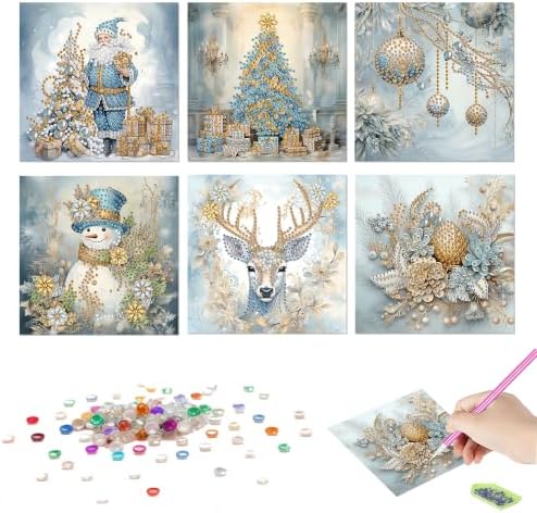 DDGYP 6 Pack Christmas Diamond Art Cards for Adults with Envelopes