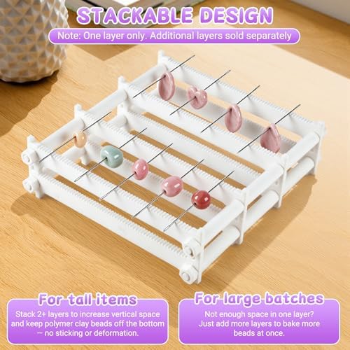 WECLAYER Bead Baking Rack,Polymer Clay Tools with 232 Slots(58 * 4) – Stackable & Heat-Resistant Drying Rack for Jewelry Making, Oven Safe for Home Ovens, Includes 25 Pins