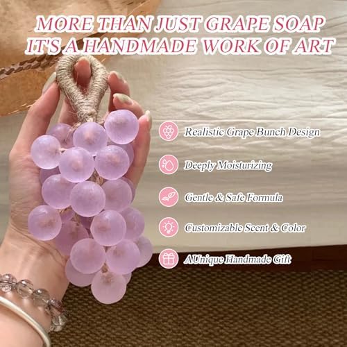 DIY Grape Soap Making Kit for Beginners – Complete Handmade Craft Set with 2 Natural Soap Bases, Silicone Molds, Mica Powder, Jute Rope & Tools, Creative Home Decor, Gift Ready