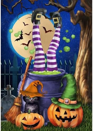 VIGEGU Halloween Diamond Art Kits for Adults Beginners,Witch Diamond Painting Kits for Adults,5D Full Drill DIY Diamond Dot Gem Art Kit Wall Home Decor Arts Craft 12x16 inch