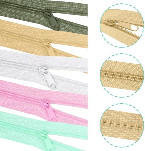 DOITEM 31 Yards 10 Pcs Sewing Zippers #3 Nylon Coil Zippers Assorted Zipper for Sewing with 40 Zipper Sliders for DIY Tailor Sewing Crafts Supplies, 10 Colors