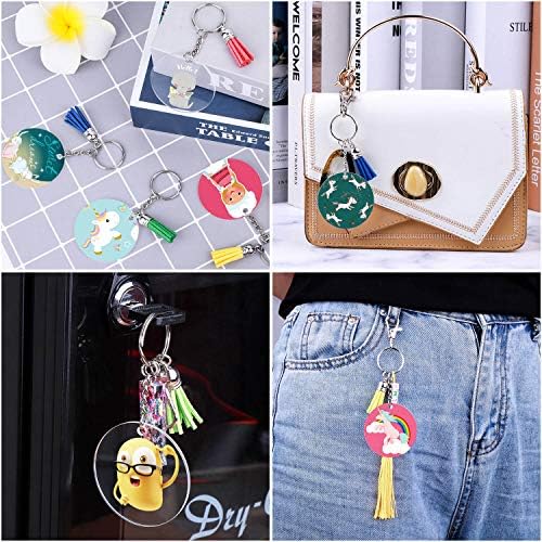 Audab Acrylic Keychain Blanks Kit - 120pcs Including Clear Acrylic Blanks, Keychain Tassels, Key Rings, Jump Rings for DIY Key Chain Vinyl Crafting
