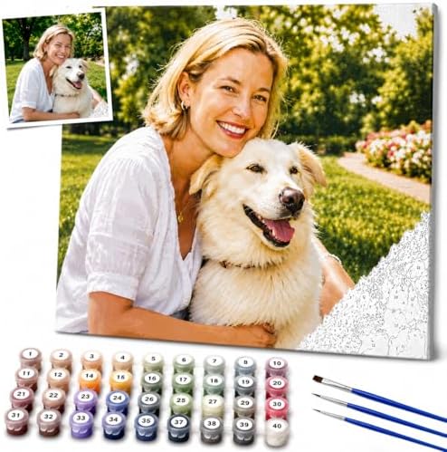 Bemaystar Custom Paint by Numbers kit for Adults - Personalized Paint by Number DIY Canvas Oil Painting Customized Painting for Beginners Home Decor Handmade Gift (Optional Framed) - 20x20in/50x50cm
