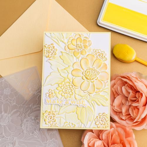 3D Embossing Folder for Card Making Texture Fades Blossom Bloom Floral Plastic Embossing Folder Template for DIY Scrapbooking Paper Crafting Handmade Crafts Scrapbooking Arts Supplies Scrapbook Decor