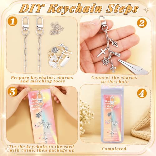Wurosi 18pcs Paperclip Keychain Making Kit,Key Ring Swivel Snap Hook Chains