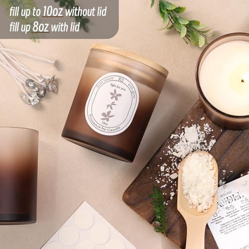 REISEN 12 Pcs 10oz Gradient Amber Candle Jars for Candle Making Kit