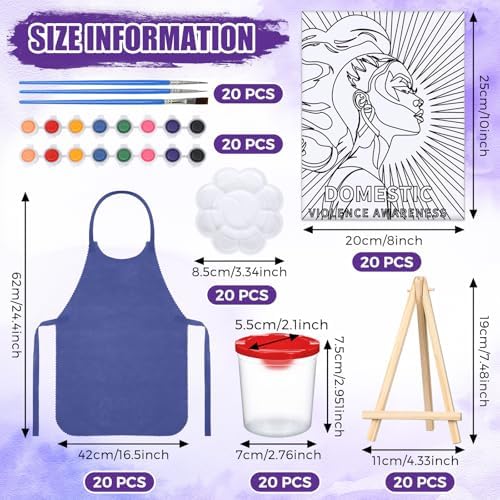 Sherr 140 Pcs 20 Set Pre Drawn Canvas Painting Kit, Anti-Domestic Violence