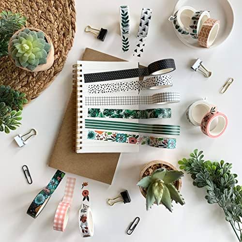 16 Rolls Washi Tape Set for Journaling, Scrapbooking & Decorative Crafts
