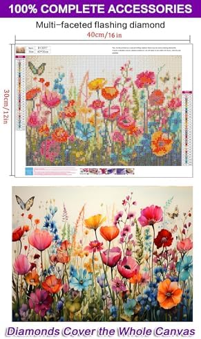Diamond Art Kits for Adults, Wild Flowers Diamond Painting Kits for Adults