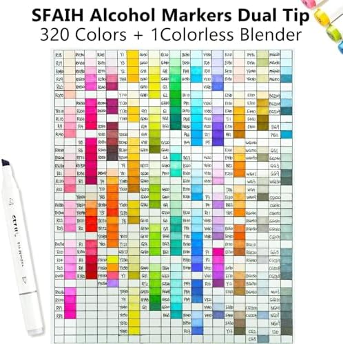 SFAIH Alcohol Markers Set 321 Colors, Chisel & Fine Ultimate Master Series | Seamless Blended, Storage Case, Adult Coloring Books Illustration Sketch Design Drawing, Colorless Blender, Art Lovers Artist