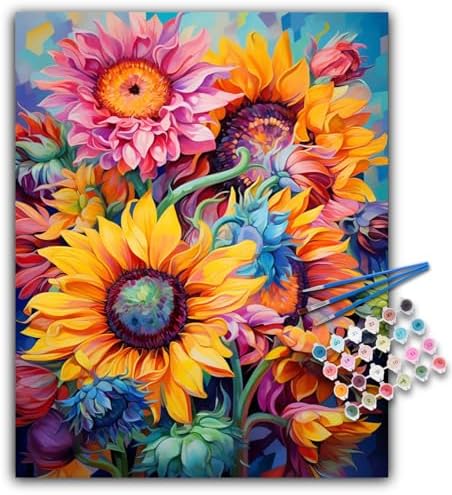 Paint by Numbers Kit for Adults, Sunflower DIY Acrylic Canvas Painting Set