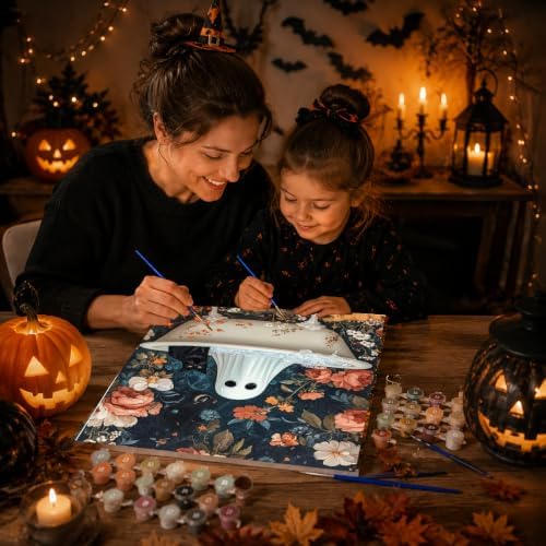 Ghost Paint by Numbers Kit for Adults Beginner with Framed 10x12 Inch