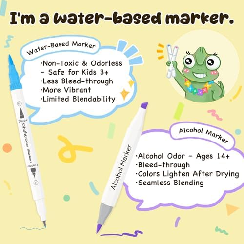 Ohuhu Adult Coloring Book Markers 160 Color Dual Tip Water-Based-Maui-White | No Bleed Coloring Markers Fineliner & Brush Drawing Pens Art Pens for Kids Adults Sketch Journal
