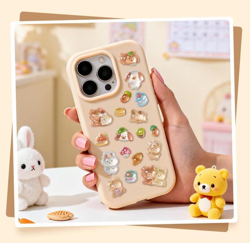 3D Puffy Stickers, Kawaii Resin Decorative Stickers for Phone Case, Notebook, Scrapbooking (Style Bear)