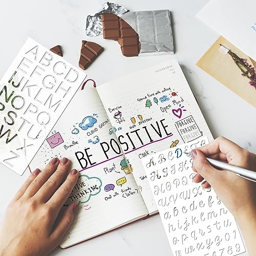 20 Pieces Letter Stencils Reusable Letter Stencils for Painting on Wood, Plastic Alphabet Numbers Stencils, Letter Stencil Template for Notebook, Journal, Scrapbook Decorations (20 Letter)