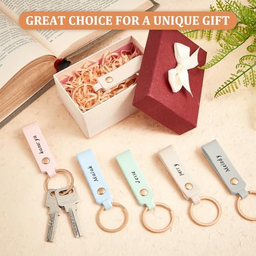 Wavyknot 100 Pcs Leather Keychain Blanks, 3.7 x 0.7 Inches, Vivid Color