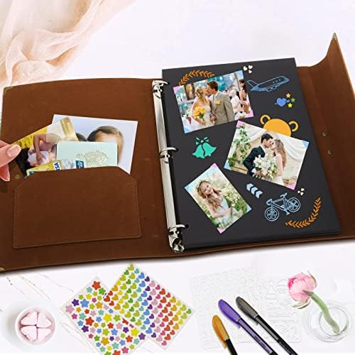 ZEEYUAN Journal Scrapbook Photo Album PU Leather Scrap Book Mothers's Day Gift for Mom Valentines Couples Gift Vintage Family Scrapbook Memory Couples Photo Book 60 Pages